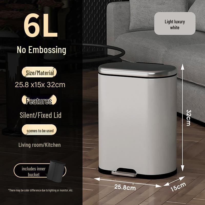 Stainless Steel Soft-Close Foot-Operated Trash Can for Kitchen, Living Room, and Bathroom