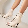 Black Jazz Dance Special High Heels Women'S Shoes Fish Mouth Sandals Lace-Up Large Size Mesh Summer Women'S Cool Boots