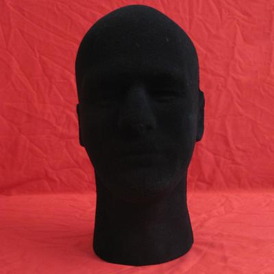 Modèle de Tête Moule Robuste Mousse Flocage Noir Tête de Mannequin Modèle pour la Maison