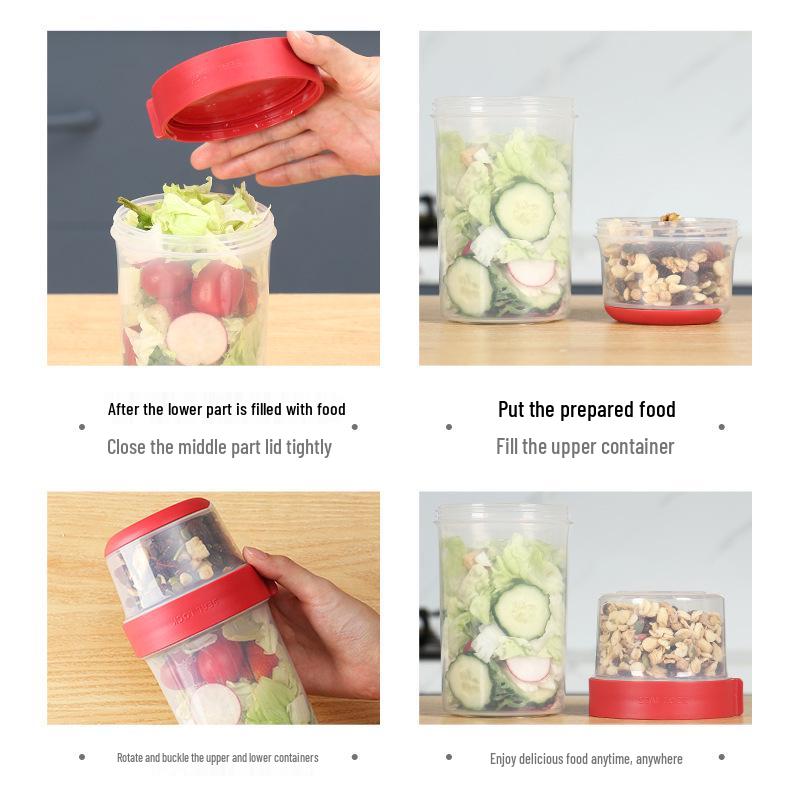 Double-Layer Airtight Container for Baby Food, Snack, Salad, and Yogurt Storage