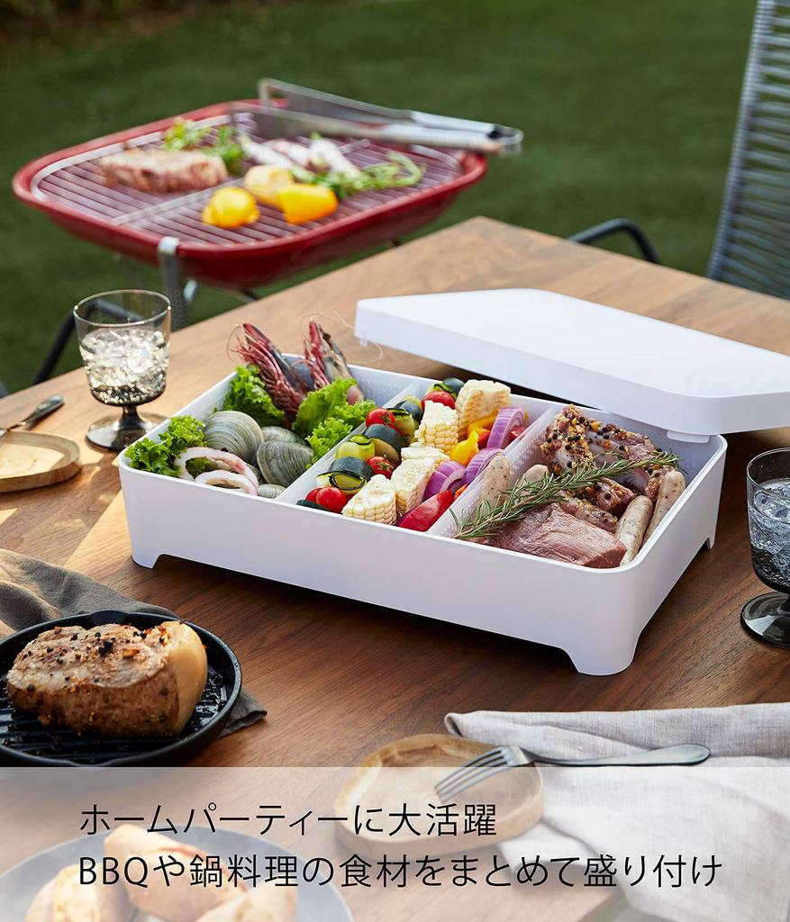 Yamazaki Jitsugyo 4911 Tabletop Draining Tray with Lid Tower Square White Approx. 42X25X11.5cm Tower Refrigerator Storage Convenient for Pots and