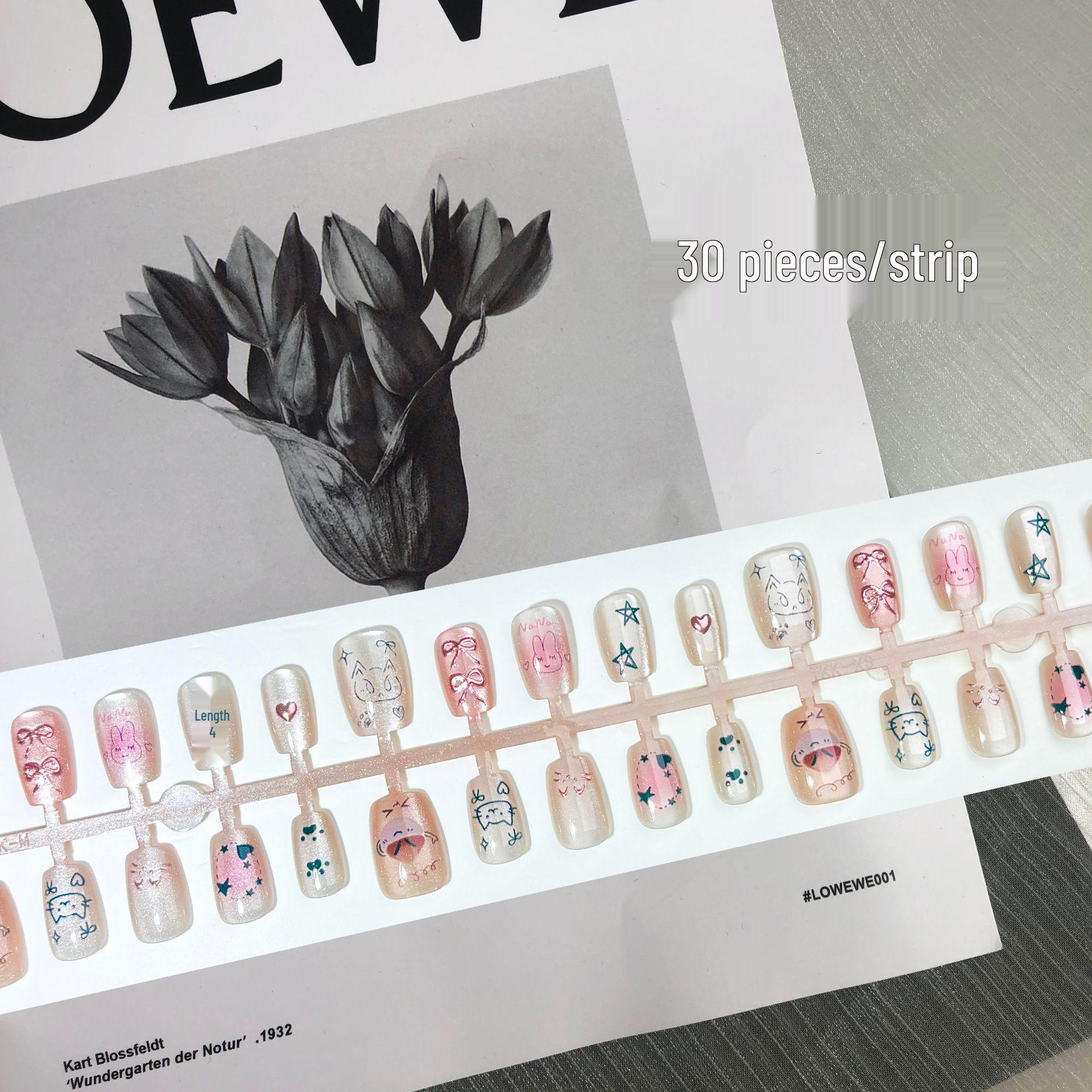 

Накладные ногти Розовое золото , украшенные бантом и сердечком, мультяшный котенок YM409-M All M Size