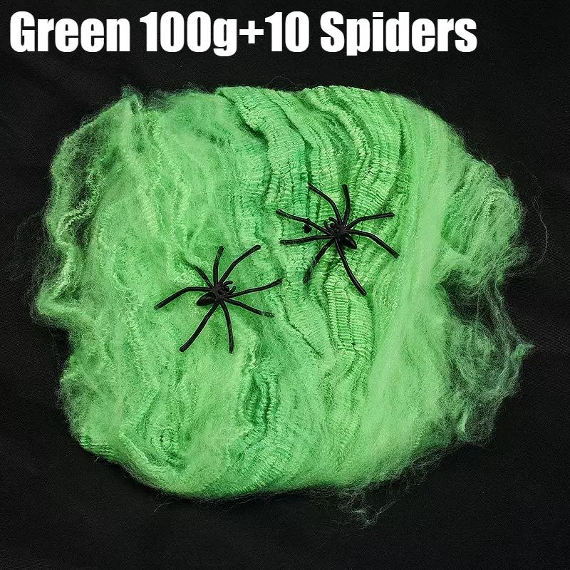 Artificial Spider Web Halloween Decoration Scary Party Scene Props Colorful Stretchy Cobweb Horror House Decorative Accessories