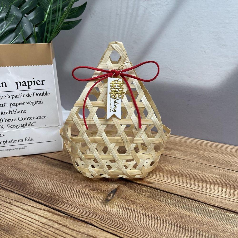 3pcs Retro Storage Box Bamboo Woven Fruit Basket Multi-functional Gift Packaging Basket  Wedding