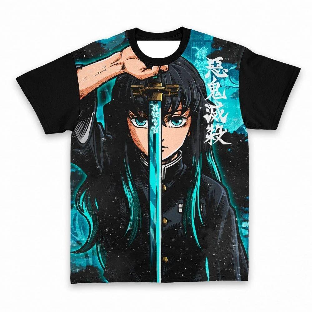 Demon Slayer Anime Print T-Shirt, Quick Dry Breathable Casual Top for Men Women, Short Sleeve Crew Neck Tee S
