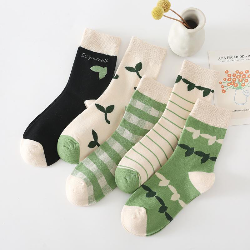 5/10 Pairs Women Double Layer Octagonal Flower Rabbit Wool Socks Autumn Winter Retro Coarse Knit Socks