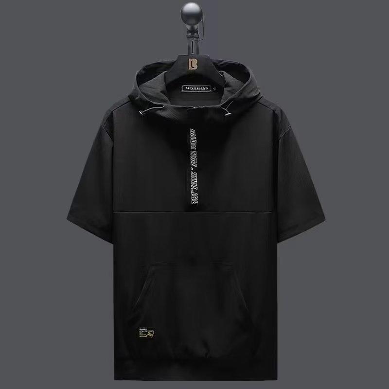 Pánské prodyšné s krátkým rukávem s kapucí rychleschnoucí pulovr s krátkým rukávem velká velikost top s krátkým rukávem