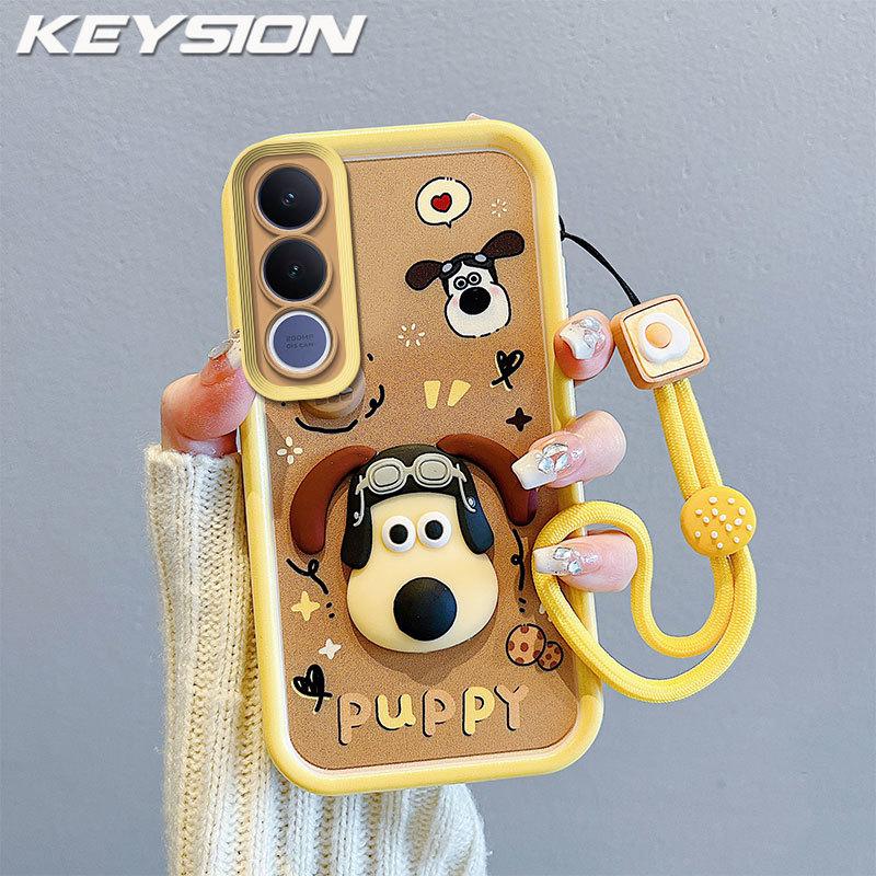 

KEYSION Shockproof Case for VIVO V70 FE with Lanyard Soft Silicone Cute 3D Cartoon Doll Phone Back Cover for VIVO V70 FE 5G for VIVO V70 FE