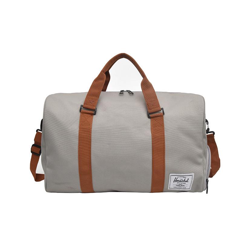 

Printed New Fashion Travel Gym Bag - Unisex Casual Sports Handbag with Logo светло-серый