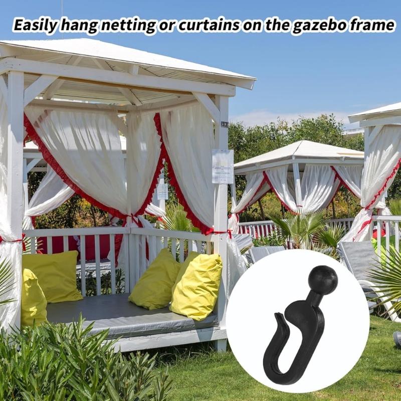 Set Of 100 Black Plastic Pergolas Hooks Unseamed Curtain Attachment Durable Construction For Outdoors Living Spaces And Decks