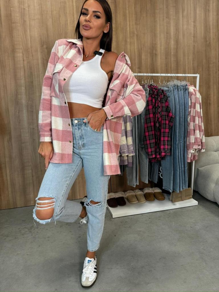 2024 Herbst Europäische & Amerikanische Mode Kariertes Hemd mit Umlegekragen