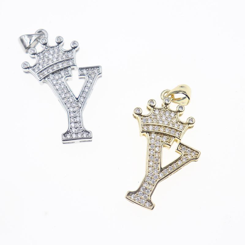 26 English Letters Women'S Letters Crown Pendant Necklace Zircon Pendant Jewelry
