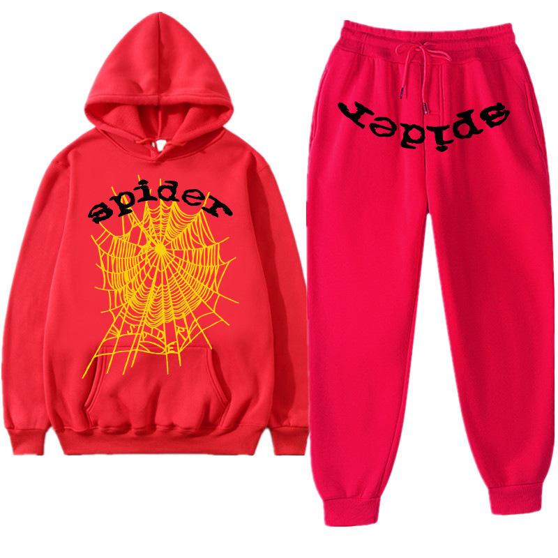 European and American Trendy Hip-hop Singer Letter Sp5der Printed Couple Sweater Men's and Women's Hoodies Sweatshirt Set