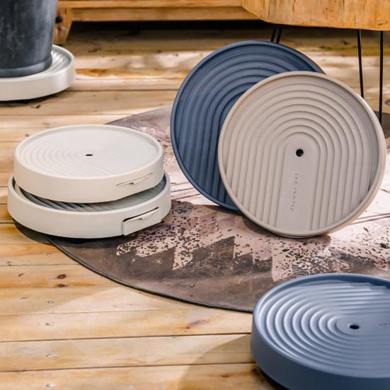 Pojízdný podstavec na rostliny Kulatý podnos pod květináč se skrytou drenážní nádržkou Podnos pod květináč s brzdovými kolečky pro vnitřní i venkovní použití