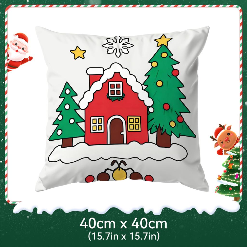 Cartoon Christmas Theme Pillowcase Bedroom Sofa Cushion Cover 100% Polyester Living Room Soft Cushion Pillowcase Home Decor
