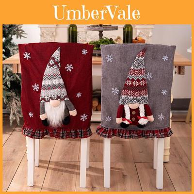 Christmas Santa Claus Gnome Chair Cover With Plush Design For Holiday Home Decor