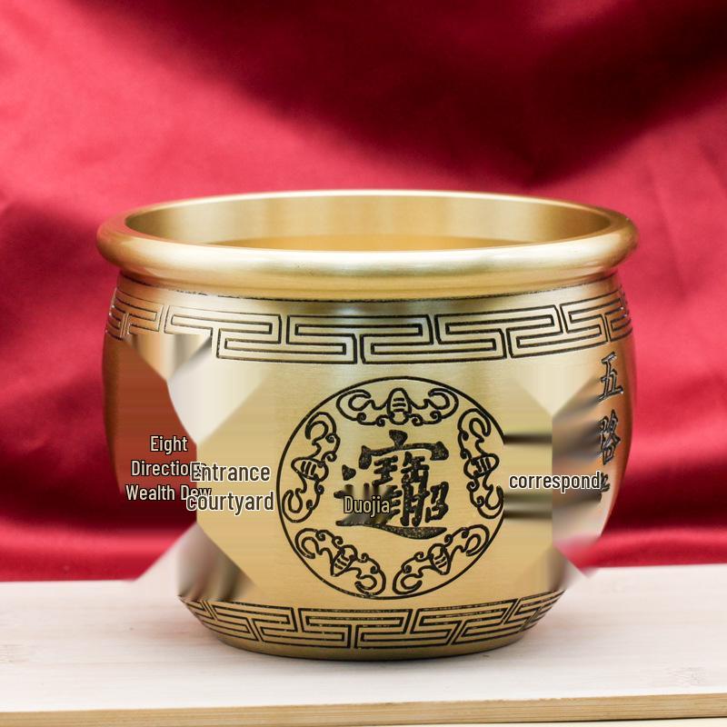 Brass Wealth & Blessings Jar: Home Ornament for Attracting Prosperity and Fortune