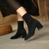High-heeled Shoes with Fur-lined Short Boots - New Autumn-winter Style Thick-soled Boots for Women