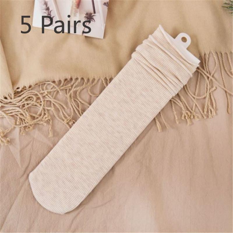 

5 пар женских новых осенних винтажных полосатых однотонных носков средней длины 5 Pairs