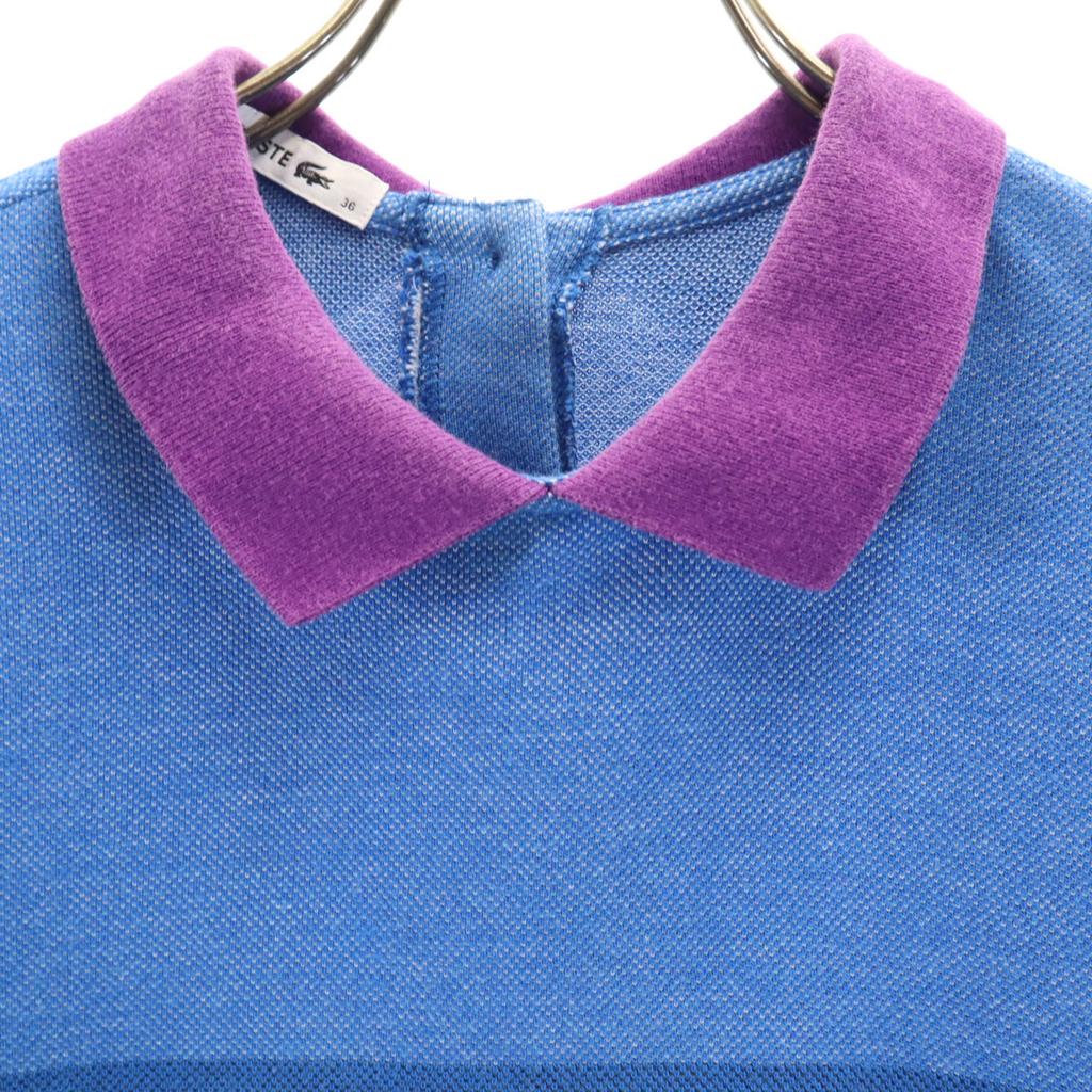 LACOSTE Short sleeve Back button Polo shirt 36 blue Fawn Women Used
