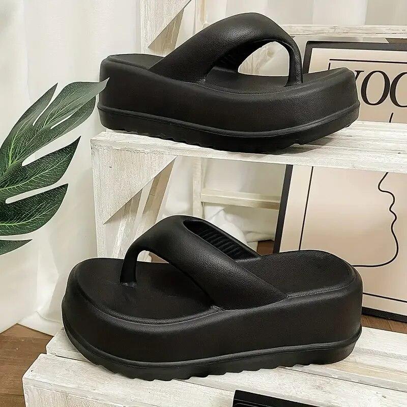 Fashion Litfun Female Summer Flats Slippers Casual Soft Thick Sole Eva Flip Flops Non-slip Beach Sandals Comfort Home Slides For Women