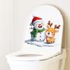 Festive Cartoon Snowman & Deer Toilet or Wall Stickers, Christmas Decoration, Self-Adhesive