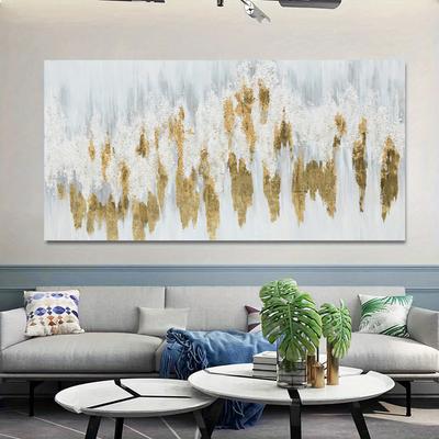 Pittura a Olio Astratta con Texture Oro Nordico Tela Dipinta a Mano Decorazione Murale per Soggiorno Poster Acrilico Murale