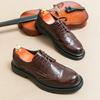 Men's British Style Business Casual Leather Shoes Fashion Trend Retro Lace-up Leather Shoes Groom Wedding Shoes