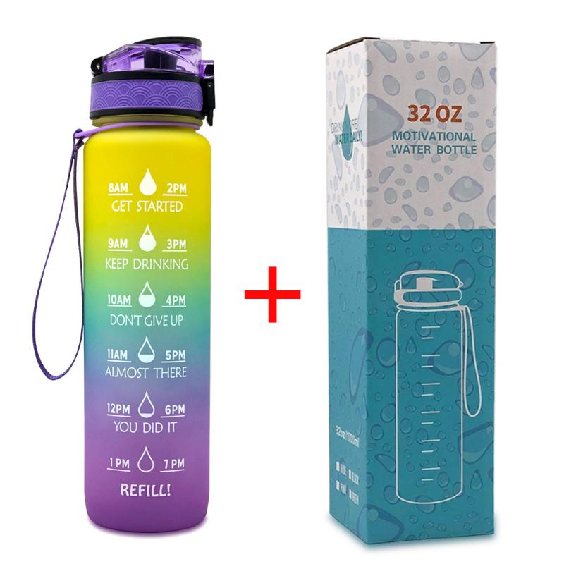 1L/500mL Plastic Kettle Tritan Material Matte Gradient Bounce Sports Water Bottle Space Cup Travel Cup