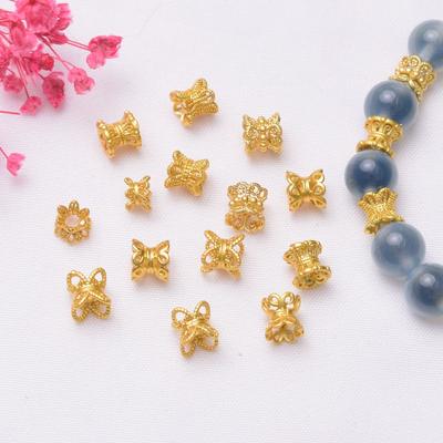 10PCS Bandeja de Flor Dourado Antigo com Preservação de Cor de Dupla Face Oca Cintura Pequena Bandeja de Contas DIY Feito à Mão Pulseira Colar Acessórios de Joalheria