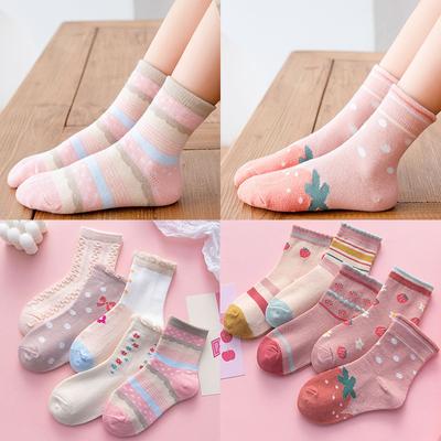 Dětské ponožky Jaro Podzim Ponožky do půli lýtek Dívčí Krátké Ponožky Dívčí Princezna Krajkové Ponožky Bavlněné Ponožky Dětské ponožky 5 párů