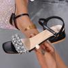 Fashion Crystal Women Mid Heels Sandals Elegant Heeled Shoes 2025 Summer Fashion Chunky Pumps Square Toe Shallow Buckle Chaussures Femme