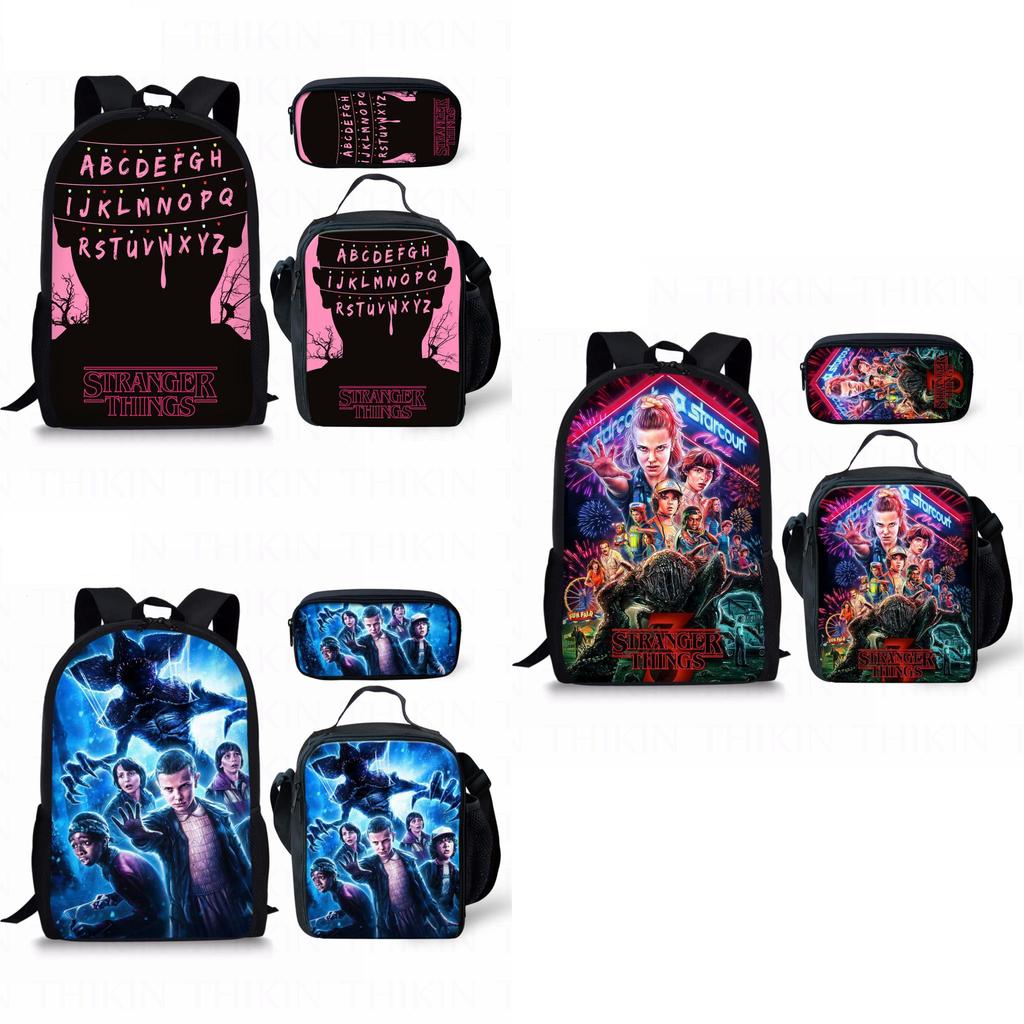 Stranger Things 3 Backpack Pencil Case Set For Daily Use With Nylon Material