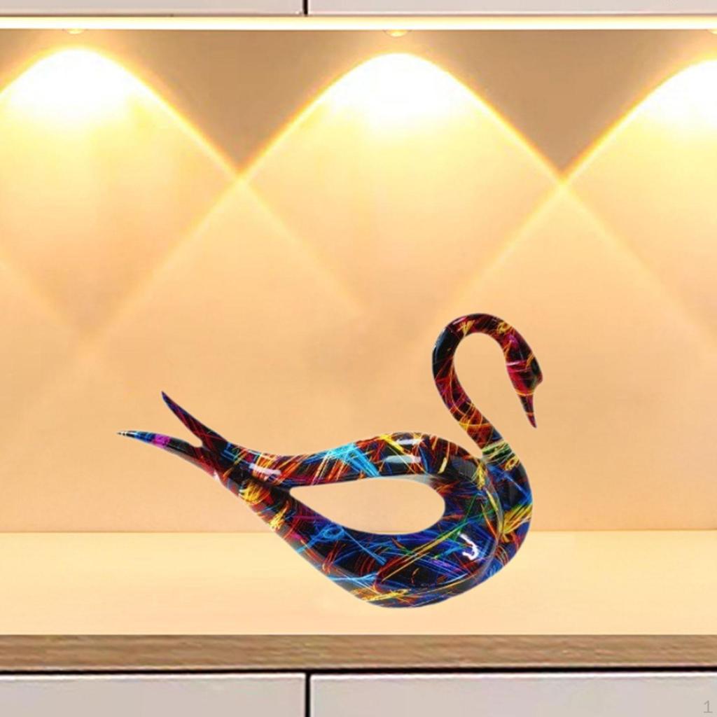 Abstract Swan Statue Creative Decorative Figurine for Cabinet Desk Fireplace Style A