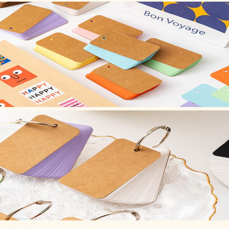 50/100Pcs Colored Blank Kraft Paper Cards Craft Cards Paper Business Message Cards Flash Card Blank For Learning Study Diy Memor