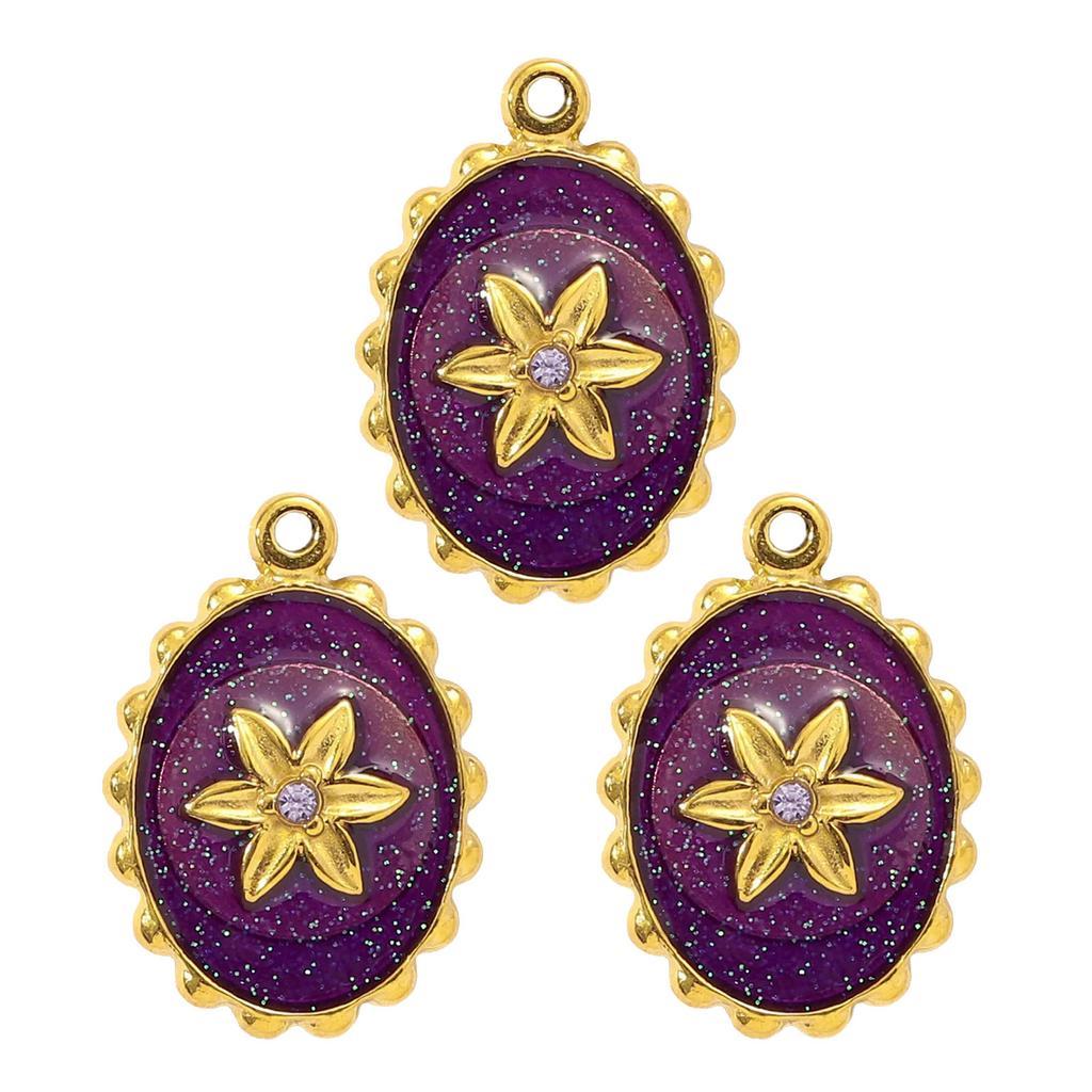 3pcs Elegant Gold Plated Steel Sunflower Necklace Pendant for Women with Enamel Tarot Card and Crescent Star Charm