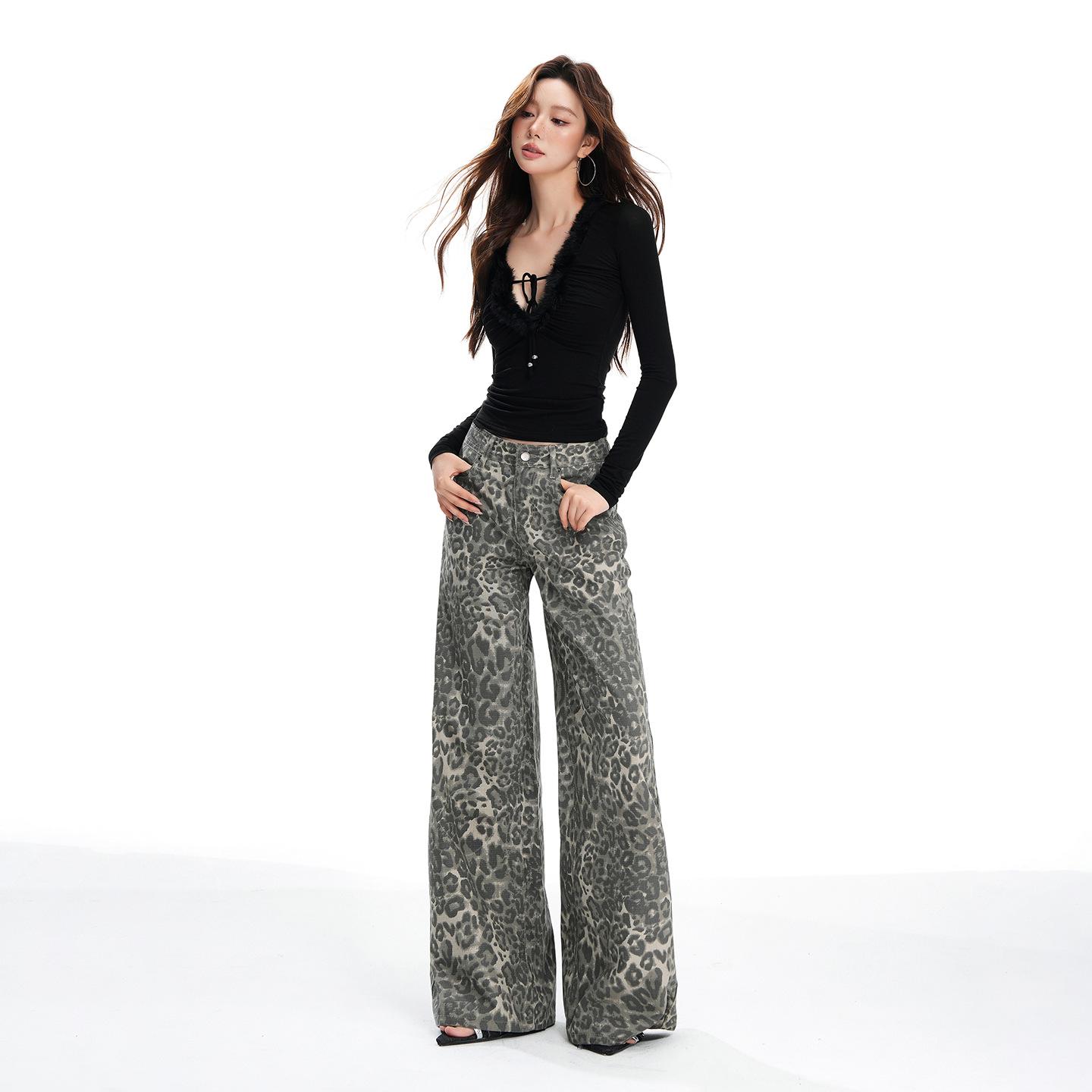Autumn/Winter 2025 American Retro Distressed Low-Waist Wide-Leg Women s Jeans S