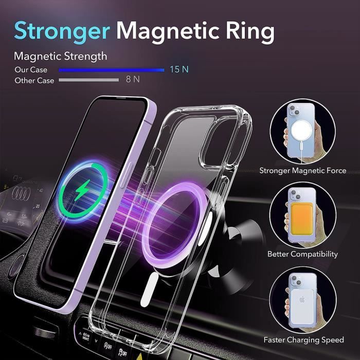 Coque - BOOLING - pour iPhone 15 Plus - Anneau Magnétique - 2 Verres Trempés - 2 Protections Caméra