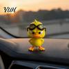 Fun Car Dashboard Decor 3D Printed Angry Yellow Duck Figurine with Detachable Swimming Goggles, Funny Accessories Statue, Desktop Ornament for