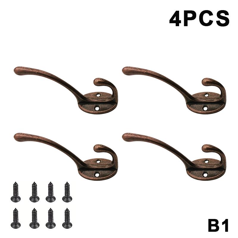 4/10Pcs Vintage Wall Hooks Zinc Alloy Hangers For Coats,Hats,Keys And Towels,Home Storage Decor Farmhouse Decor