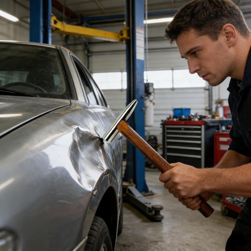 Premium Stainless Steel Car Dents Removal Hammer With Ergonomic Wood Handle For Professional Vehicle Body Repairs