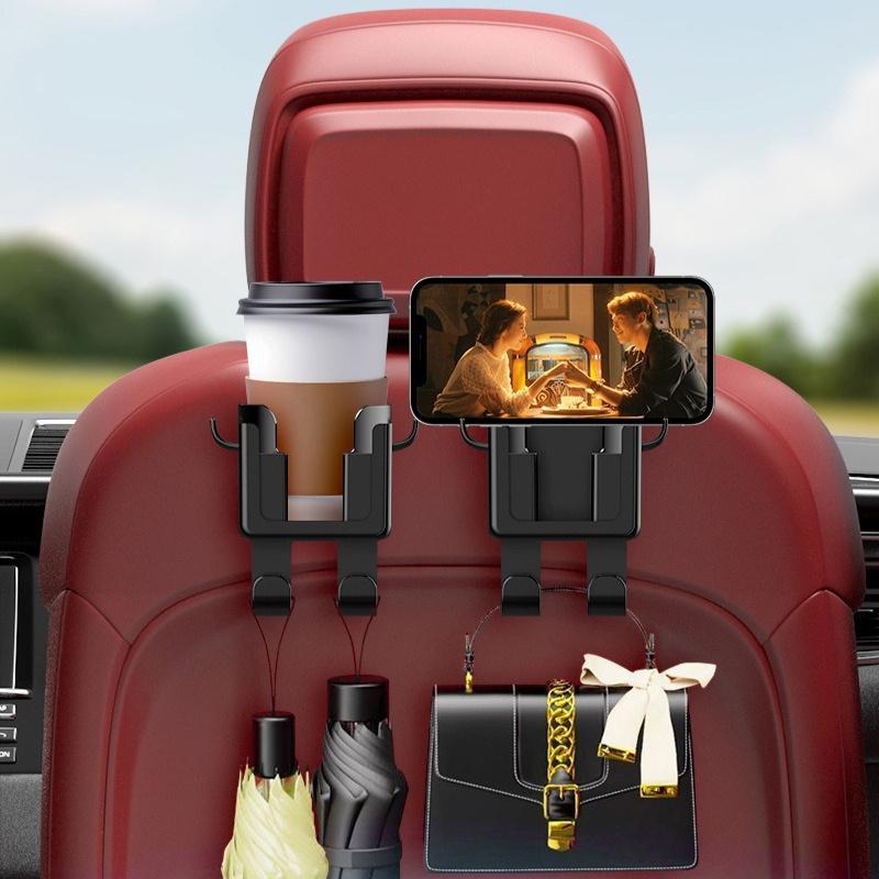 1pc Multi-Function Car Seat Back Organizer | Cup Holder, Storage Rack, Phone Mount, Hooks | Suitable for Most Vehicles