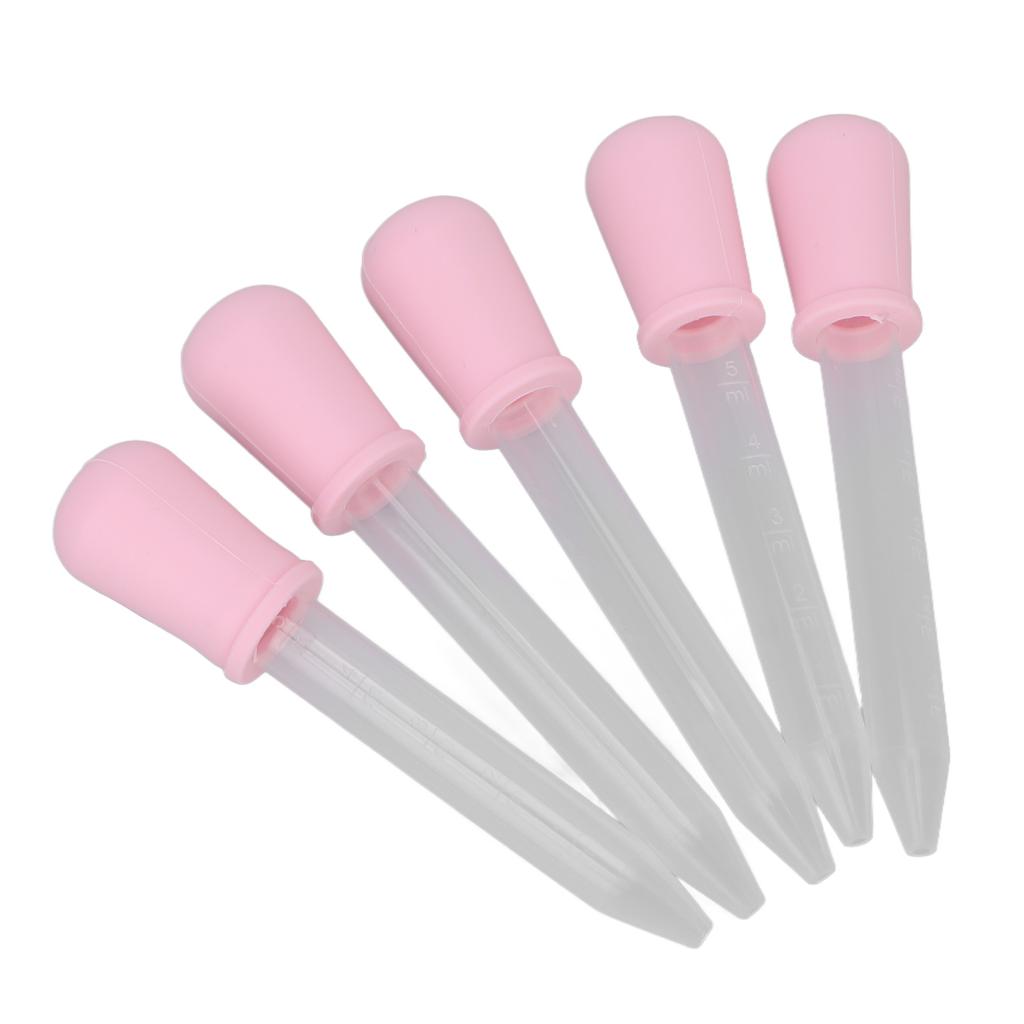 5pcs Transfer Pipettes DIY Transparent Calibrated Dropper for Epoxy Resin Laboratory Experiment (Pink)
