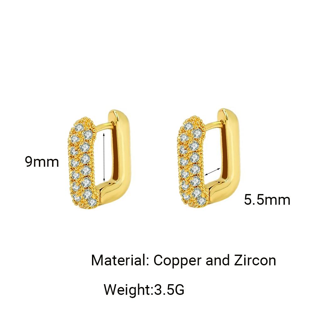 

Minimalist Geometric Square Crystal CZ Big Huggies Hoop Earrings for Women Fashion Gold Color Metal Wedding Jewelry Gift