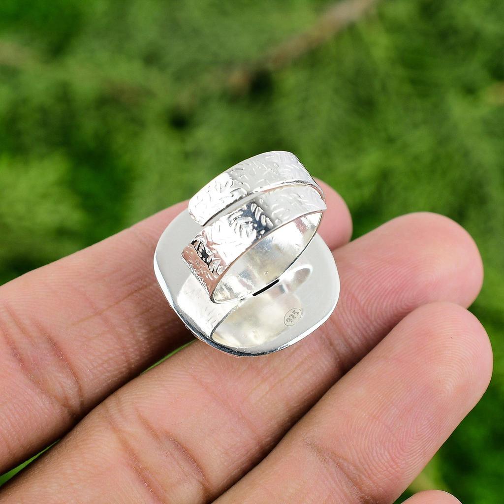 925 Sterling Silver Radiant Smoky Quartz Gemstone Anniversary Boho Ring Jewelry