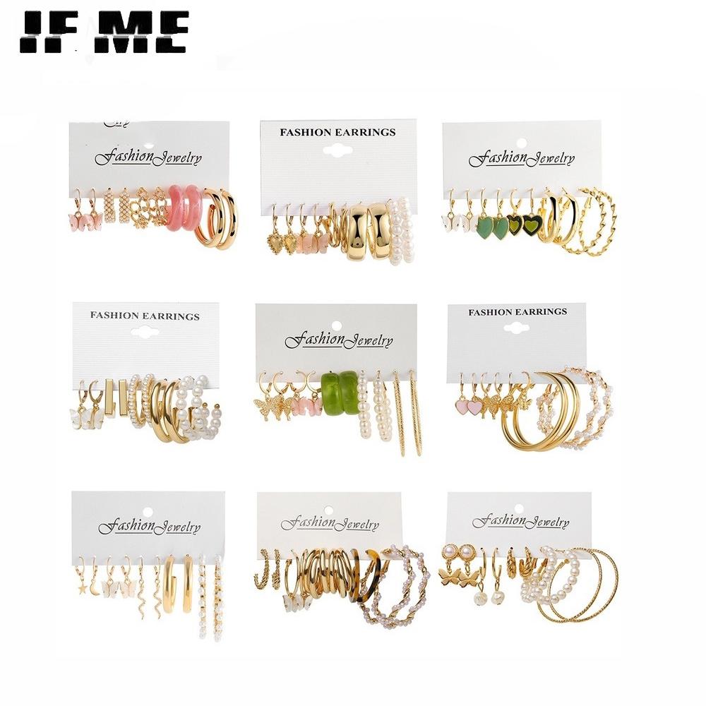 iF ME Fashion Earrings Butterfly Heart-shaped Hoop Earrings for Women Accessories Jewelry