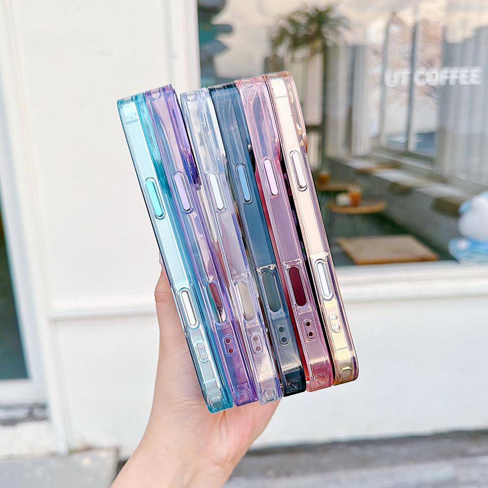 KEYSION Fashion Laser Gradient Colorful Phone Case for iPhone 16 Pro Max Soft TPU+PC Shockproof Back Cover for iPhone 16 Plus