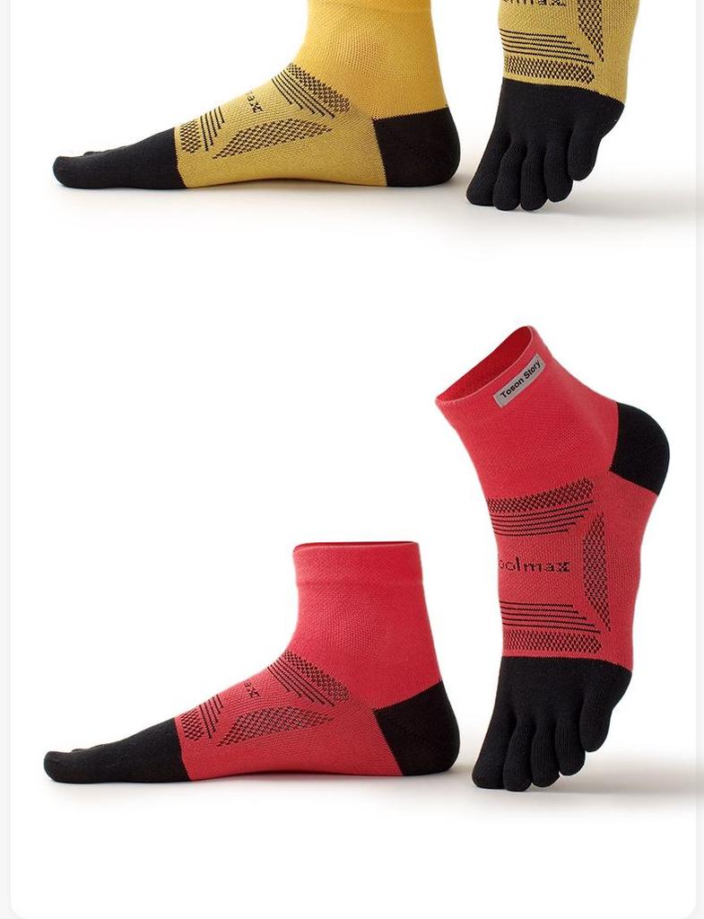 Herr Coolmax Andningsbara Maratonlöparstrumpor med Fem Tår, Mellanhöga: Friktionshämmande, Svettabsorberande, Tådelad Design