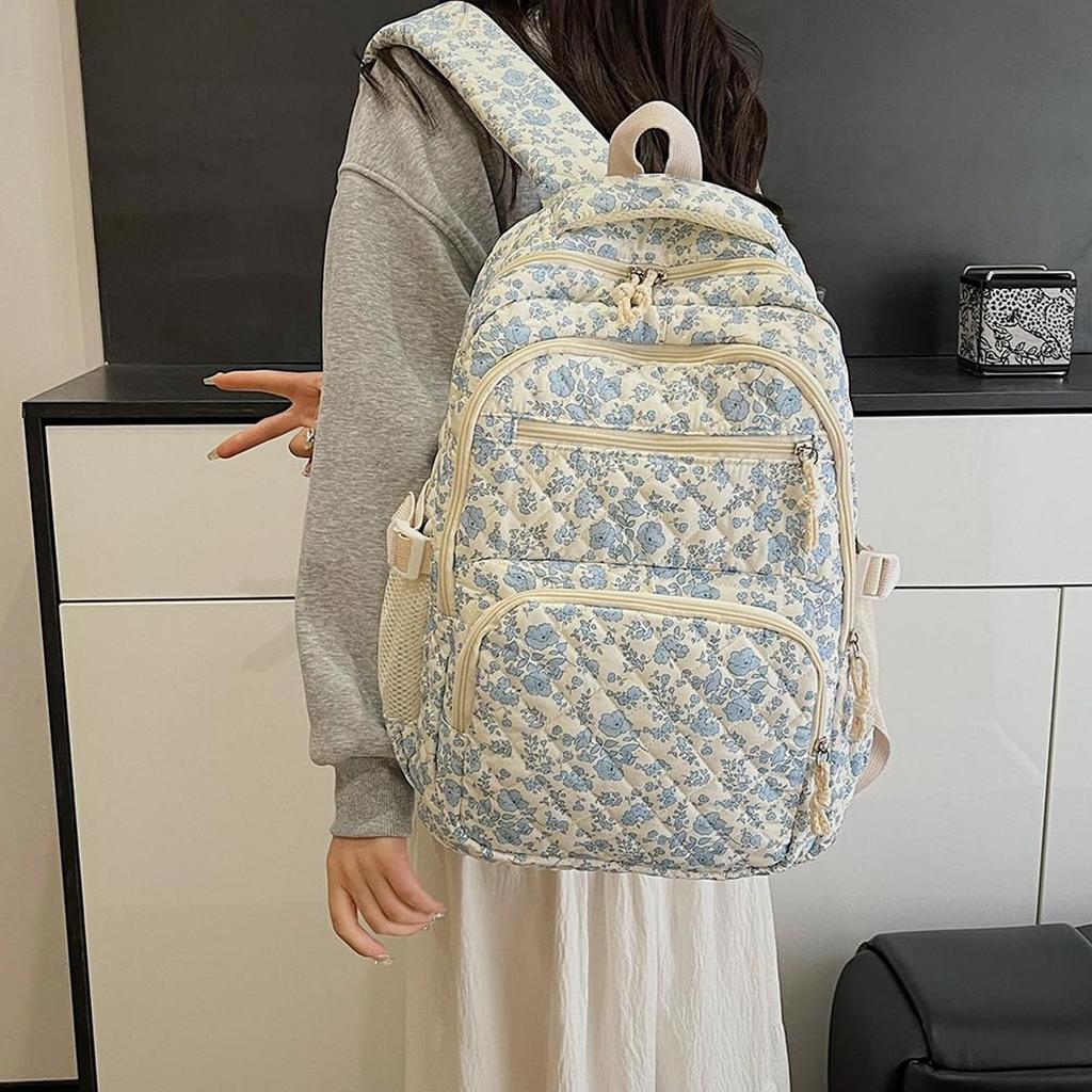 Backpack Cute Kawaii Backpack Set 3 Pieces Floral Quilted Backpack With Small Crossbody Bag