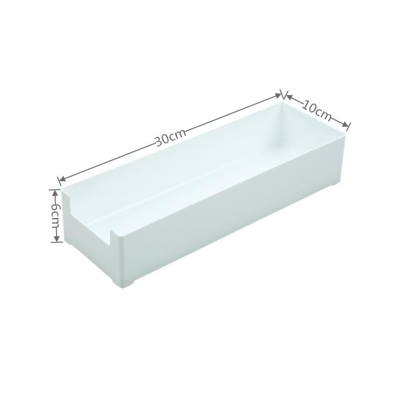Desktop Stapelbare Aufbewahrungsbox, Rechteckige Staubdichte Aufbewahrungsbox aus Kunststoff, Organisationsbox für Küche und Badezimmer Large 30*10*6cm weiß